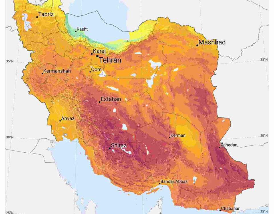 نقشه تابش خورشید در ایران